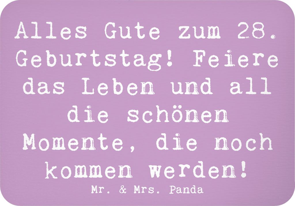 Mr. & Mrs. Panda Kühlschrankmagnet Spruch 28. Geburtstag - Lavendeltraum - Geschenk, besonderer Anlass, Feier, Happy Birthday, Alter, feiern, magn...