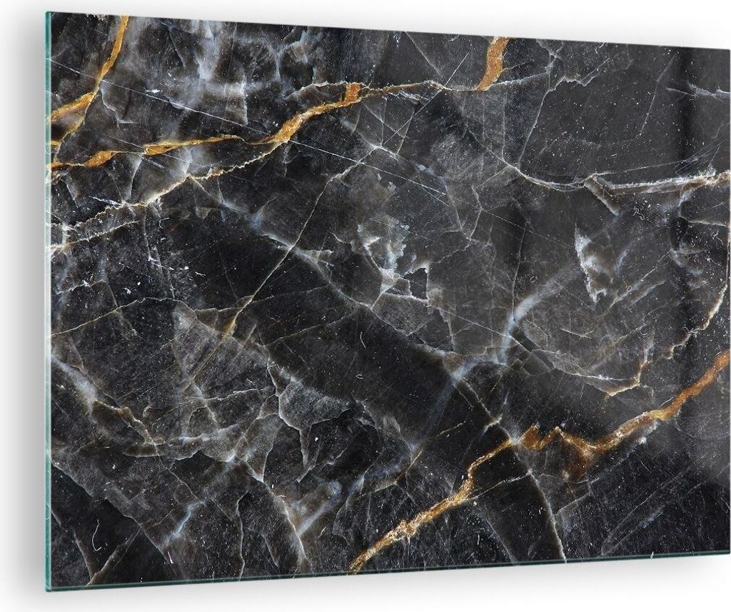 Bilder auf glas - Einteilig - Marmor Stein Schwarz - 70x50cm - Glasbilder - Wandbilder - Bilder - zum Aufhängen bereit - Wanddekoration aus Glas -...