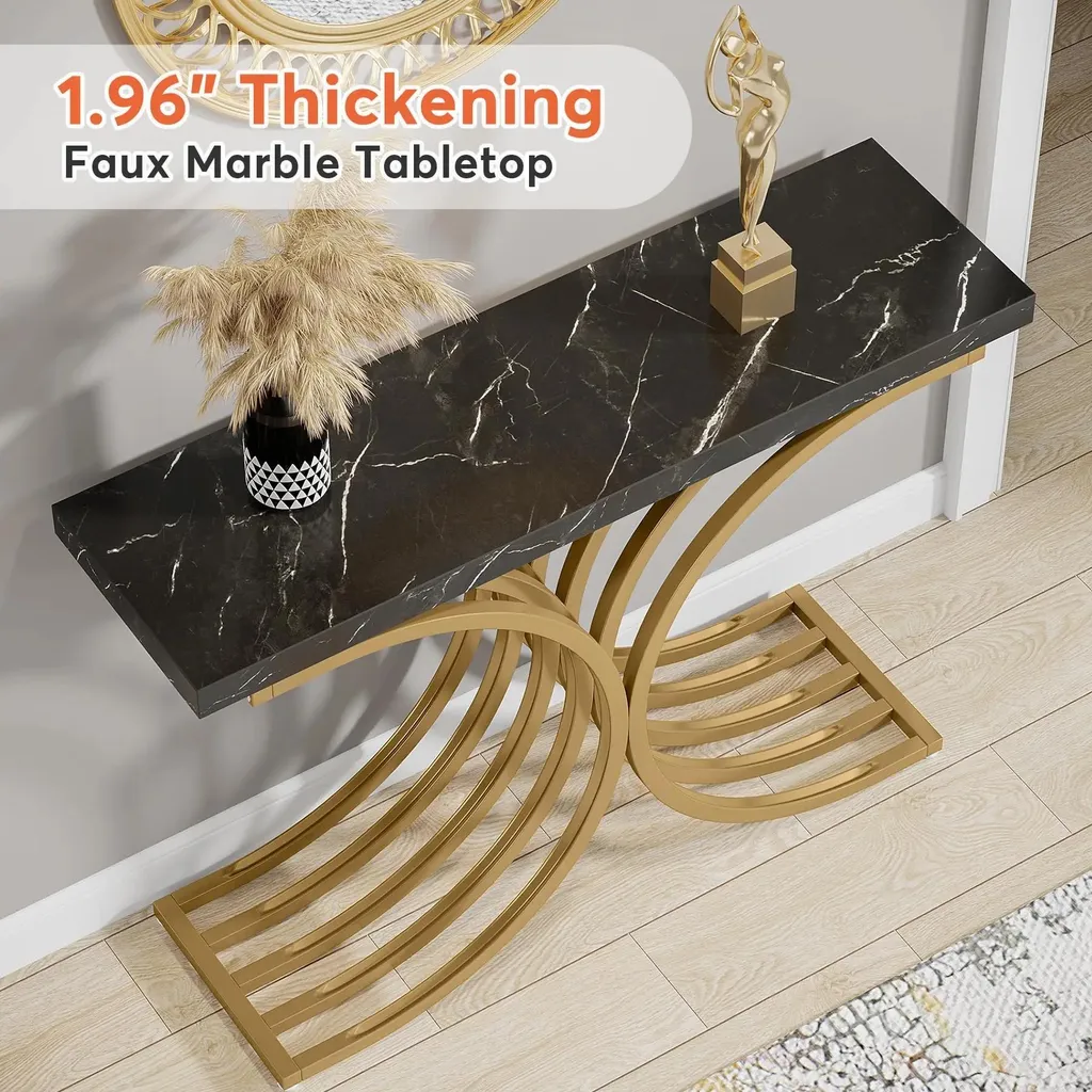 Petite console dorée pour petit espace - Table d'entrée bois 100x30 cm chic - 3