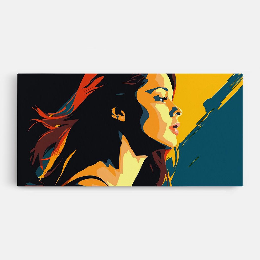 ARTHUB Leinwandbild 50x100 cm, Blue Yellow Pop Art | Wohnzimmerdekoration, Hängende Bilder, Wanddekoration, Heimdekoration, Moderne, Pop