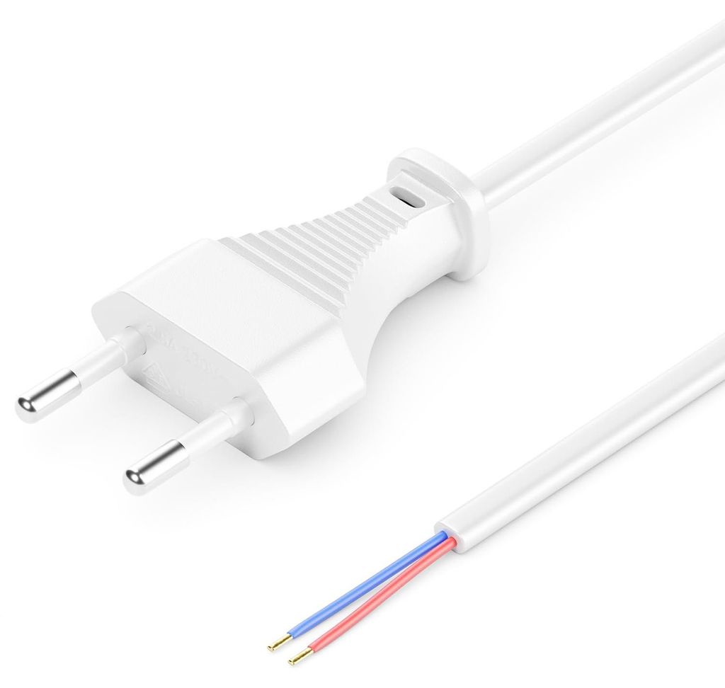 deleyCON 3,0m Euro-Netzkabel offenes Kabelende Typ C - Weiß Produktbild 