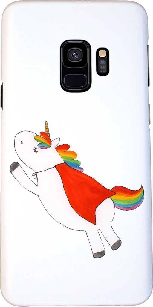 Mr. & Mrs. Panda Samsung Galaxy S9 Handyhülle Einhorn Super - Weiß - Geschenk, Cover, Einhörner, Held, Handy Schutzhülle, Hülle, Freundin, Uni...