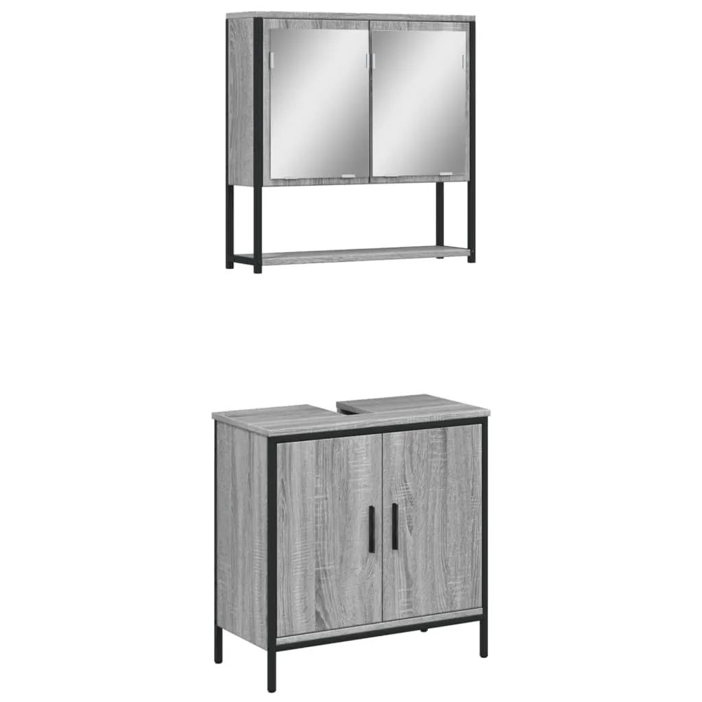 SYFAX™ Set Mobili Bagno Legno Grigio Sonoma: Eleganza e Comfort