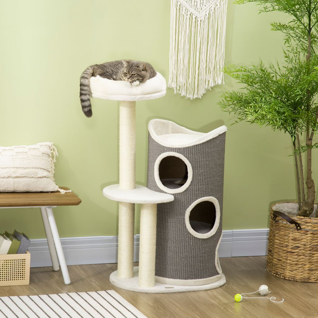 PawHut Kratzbaum, 109 cm, Katzenbaum mit Kratztonne, Produktbild 2