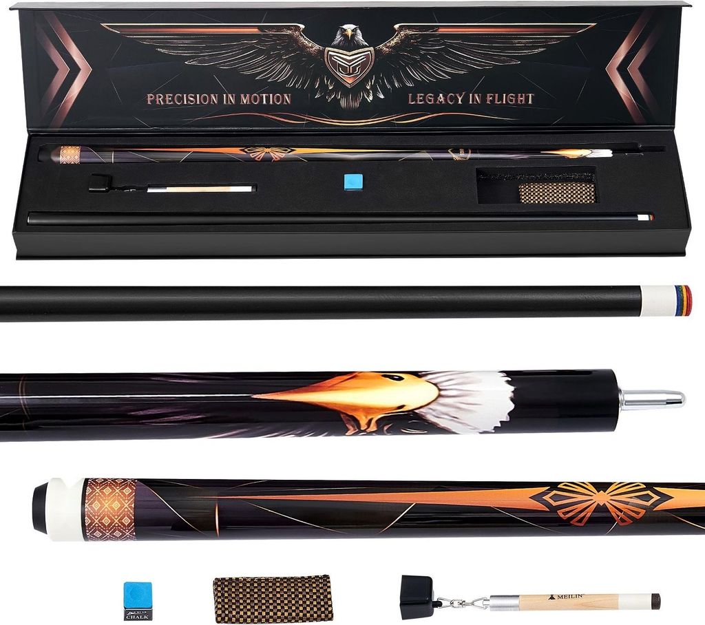 Billardqueue - Poolqueue - Länge 147 cm - Gewicht 538 g - Kanadisches Ahornholz - Mehrschichtige Spitze - ABS-Verbindungsring - Für 9-Ball
