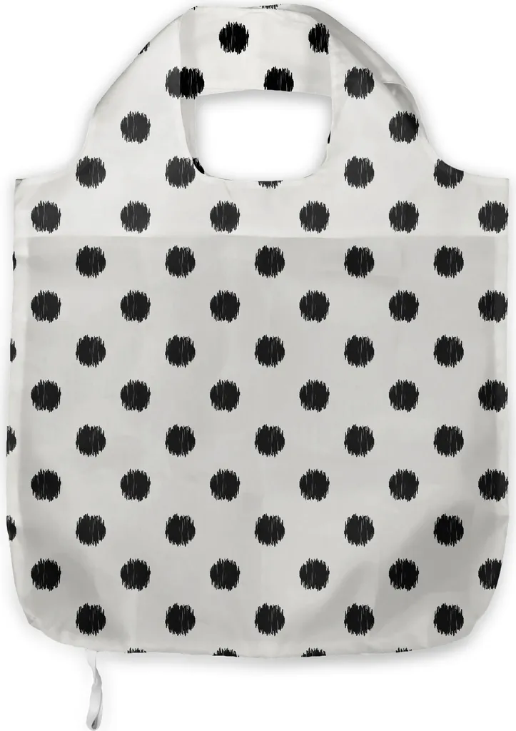 Abakuhaus Borsa Spesa Geometrica a Pois Bianco e Nero - Shopper in Tessuto
