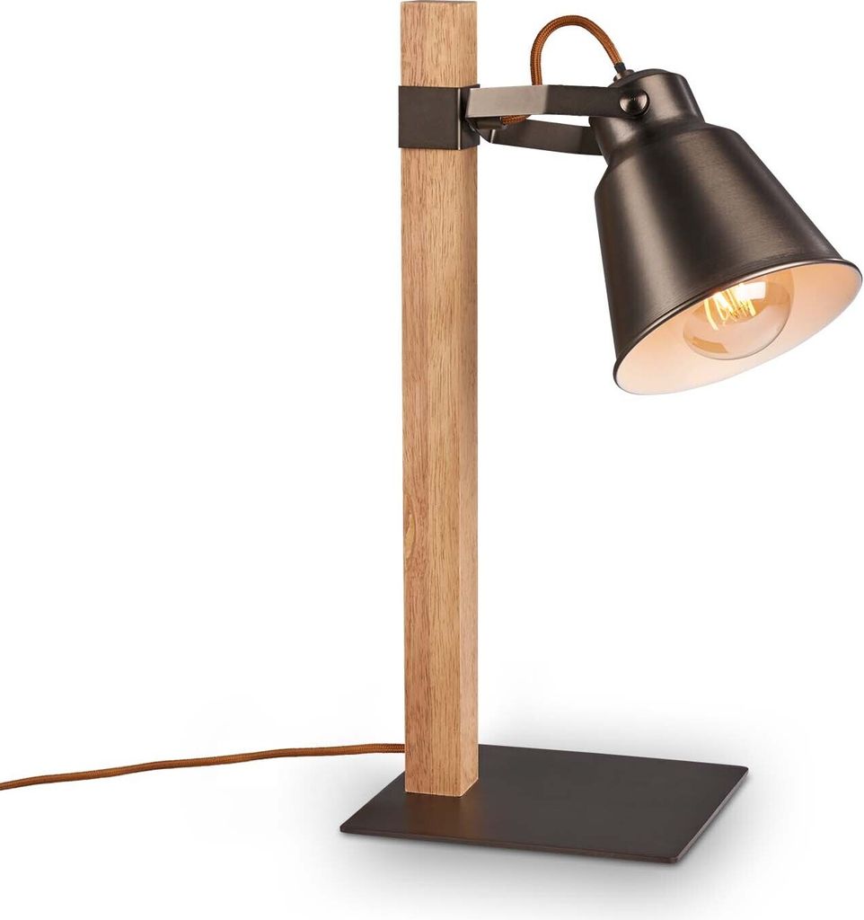 Tischleuchte Briloner Holz Braun E27 Tischlampe Metall Produktbild 
