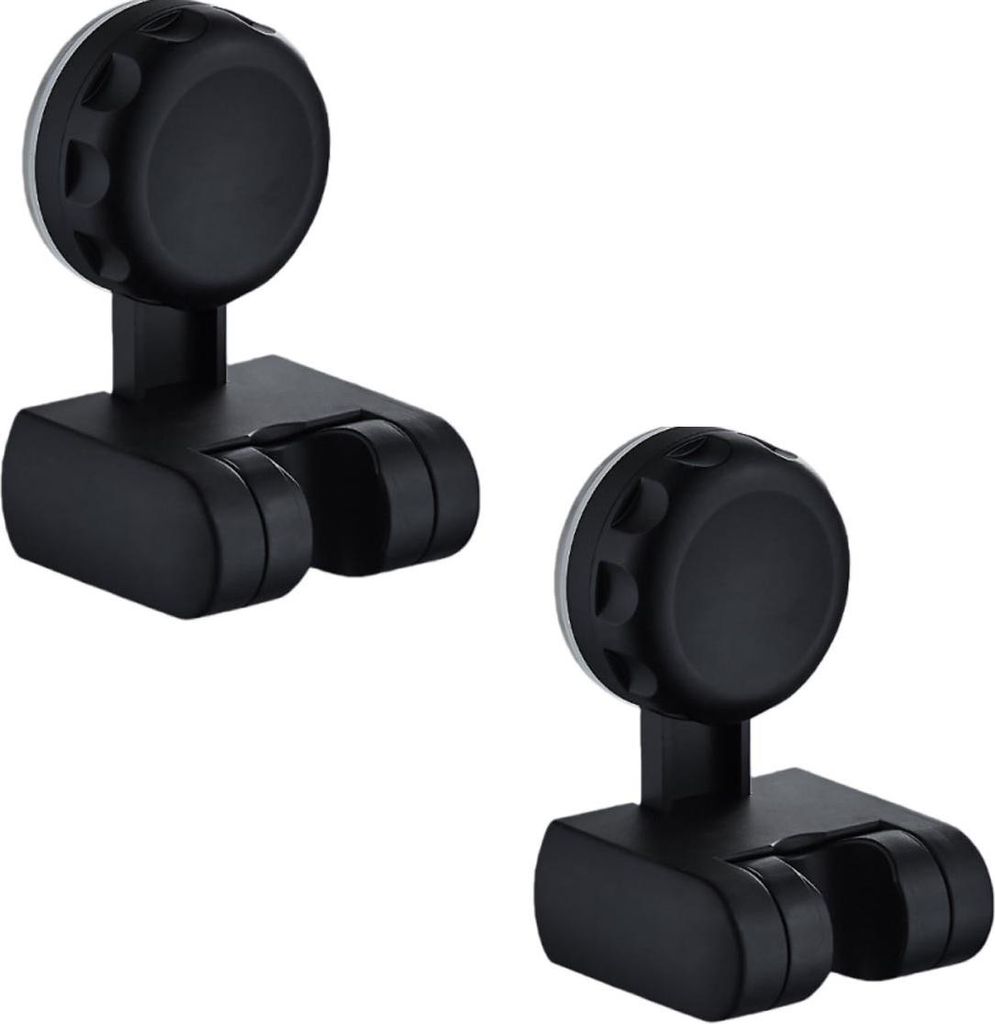 INF 2er Set ABS Duschhalter ohne Bohren, Doppel-Saugnapf, 7.5x12x1.5cm Schwarz
