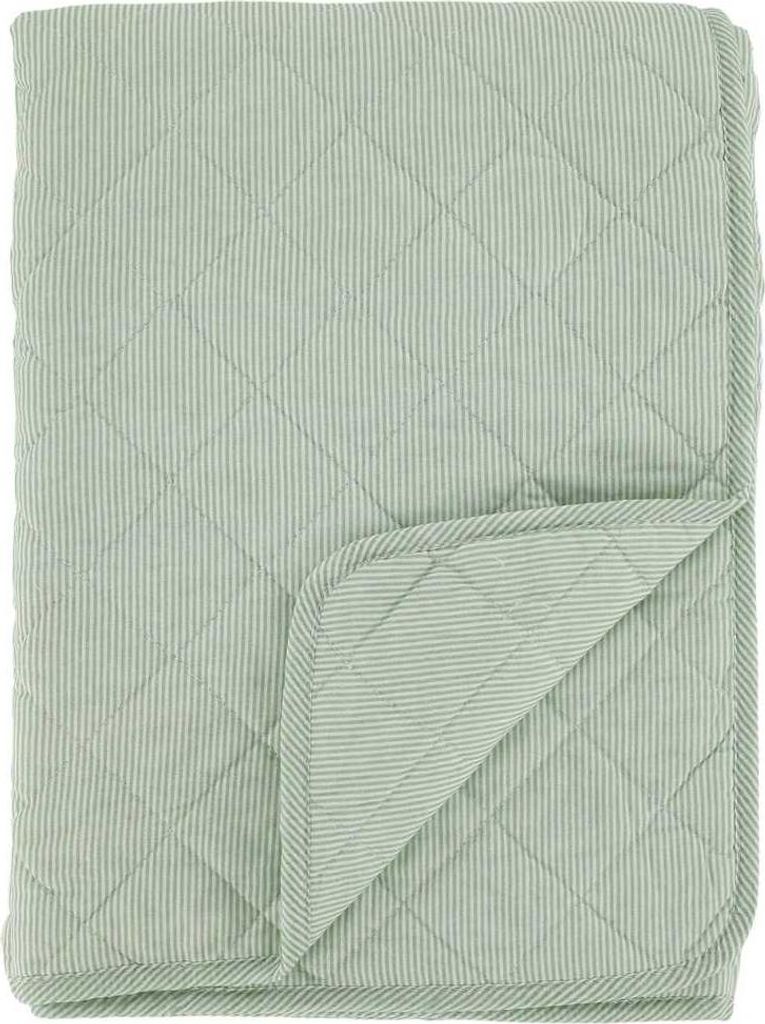 Chic Antique Quilt AIX Grün Weiß STREIFEN 180x130 cm Baumwolle Tagesdecke