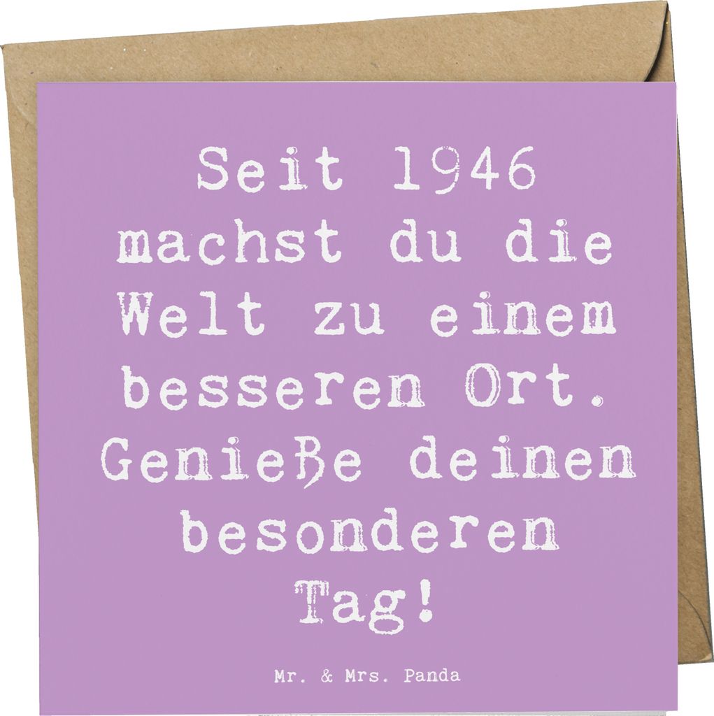 Mr. & Mrs. Panda Grußkarte Spruch 1946 Geburtstag - Lavendeltraum - Geschenk, Geburtstagsgeschenk, Glückwünsche, Klappkarte, doppelkarte, Glück...