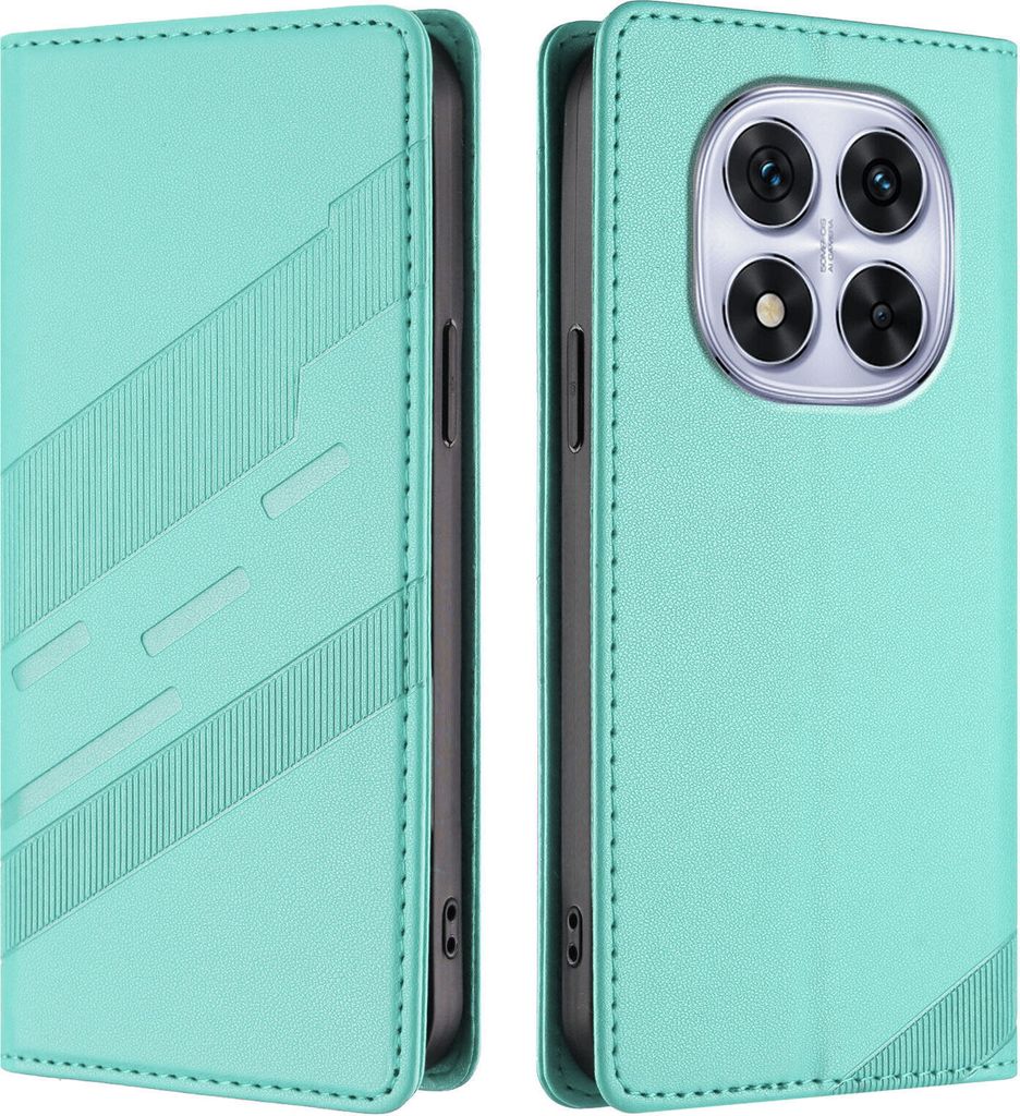 Hülle für Xiaomi Redmi Note 14 Pro 4G, Kunstleder Brieftaschen Handyhülle mit Kartenfach und Standfunktion Türkis