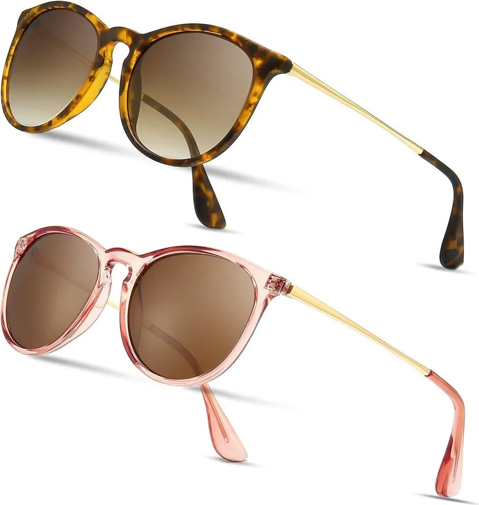 2X Occhiali da Sole Polarizzati Tondi Vintage Guida e Outdoor