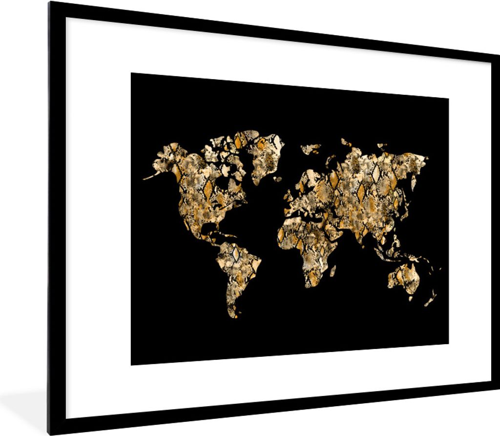 MuchoWow® Gerahmtes Poster Weltkarte - Schlange - Design Produktbild 