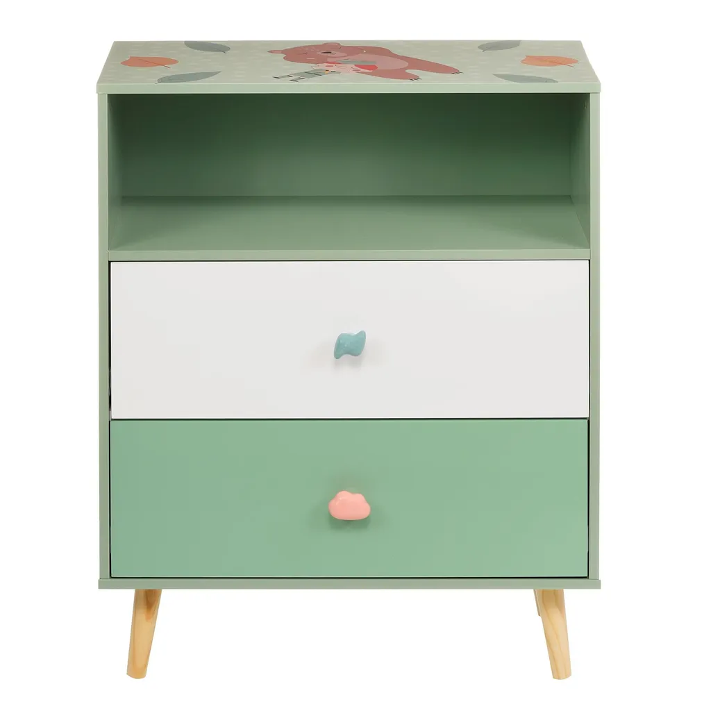 Rangement chambre d'enfant thématique ourson avec 2 bacs de stockage