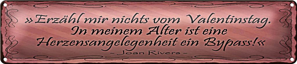 Blechschild Spruch 46x10cm Erzähl nichts vom Valentinstag