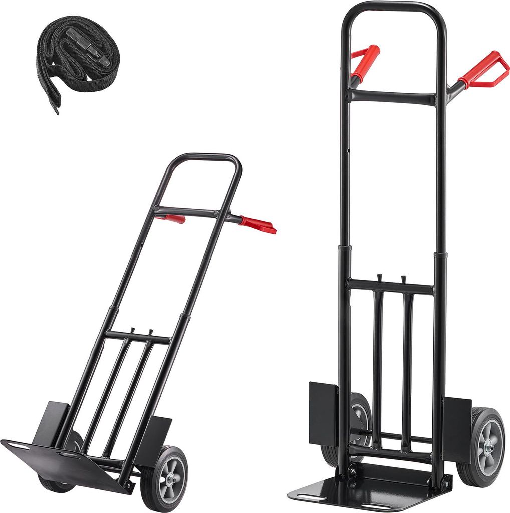 SucceBuy Sackkarre mit 272 kg Tragkraft, Transportkarre 480x460x1200mm, tragbarer Rollwagen mit Zurrgurt, Transportroller, Stapelkarre, Transportwa...