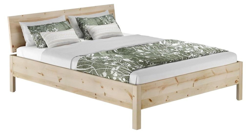 Holzbett Doppelbett metallfrei Zirbe massiv 160x200 mit wählbarem Zubehör