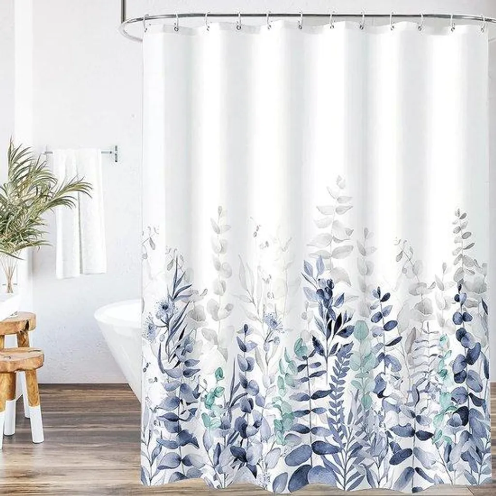 Grand Rideau de Douche Textile Imprimé Fleurs 183 cm Séchage Rapide