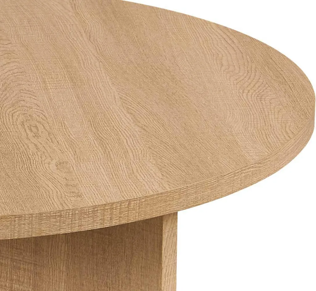 Table basse ronde Drasir finition chêne naturel - Large plateau Ø90