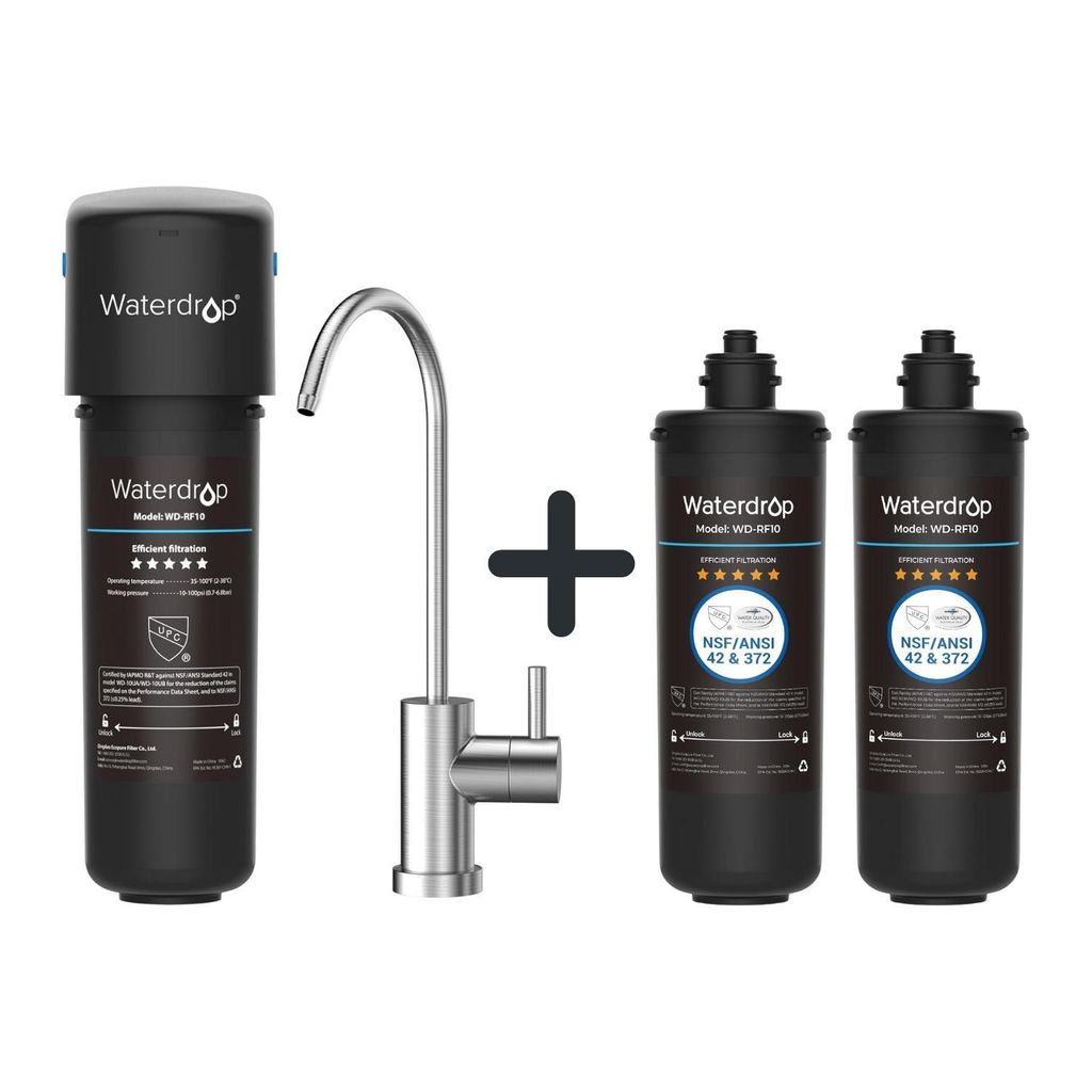 Waterdrop 10UB Untertisch Wasserfiltersystem mit Dediziertem Wasserhahn, NSF/ANSI 42 , mit 2 RF10 Ersatzwasserfilter