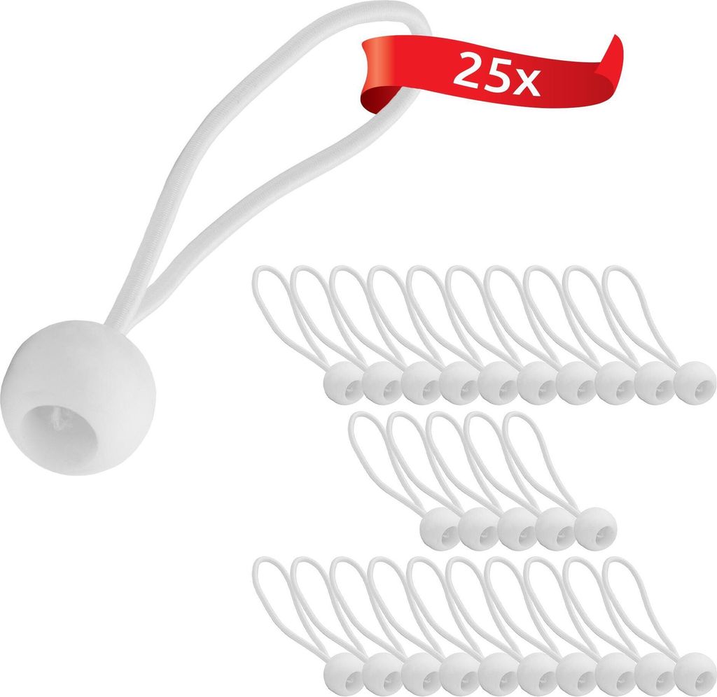 ECENCE 25x Spanngummi, Planenspanner Set, Expanderschlingen mit Kunststoff-Kugel, Zeltgummis für P