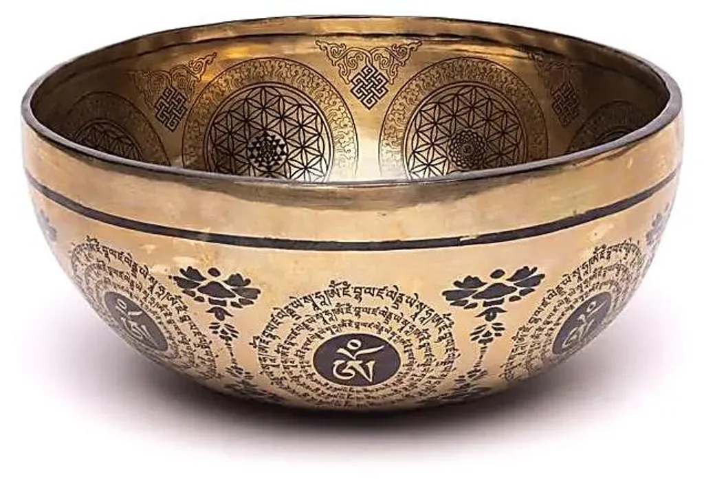 Bol chantant pour sonothérapie et yoga - Motif Fleur de Vie 24 cm