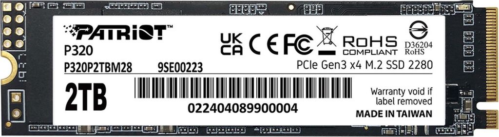 Patriot P320 2 TB, SSD, (PCIe 3.0 x4, NVMe 1.3, M.2 2280) Produktbild 
