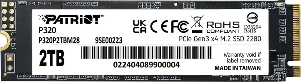SSD Patriot P320 2To NVMe 3000Mo/s PCIe Gen3 x4 Rapide et Fiable