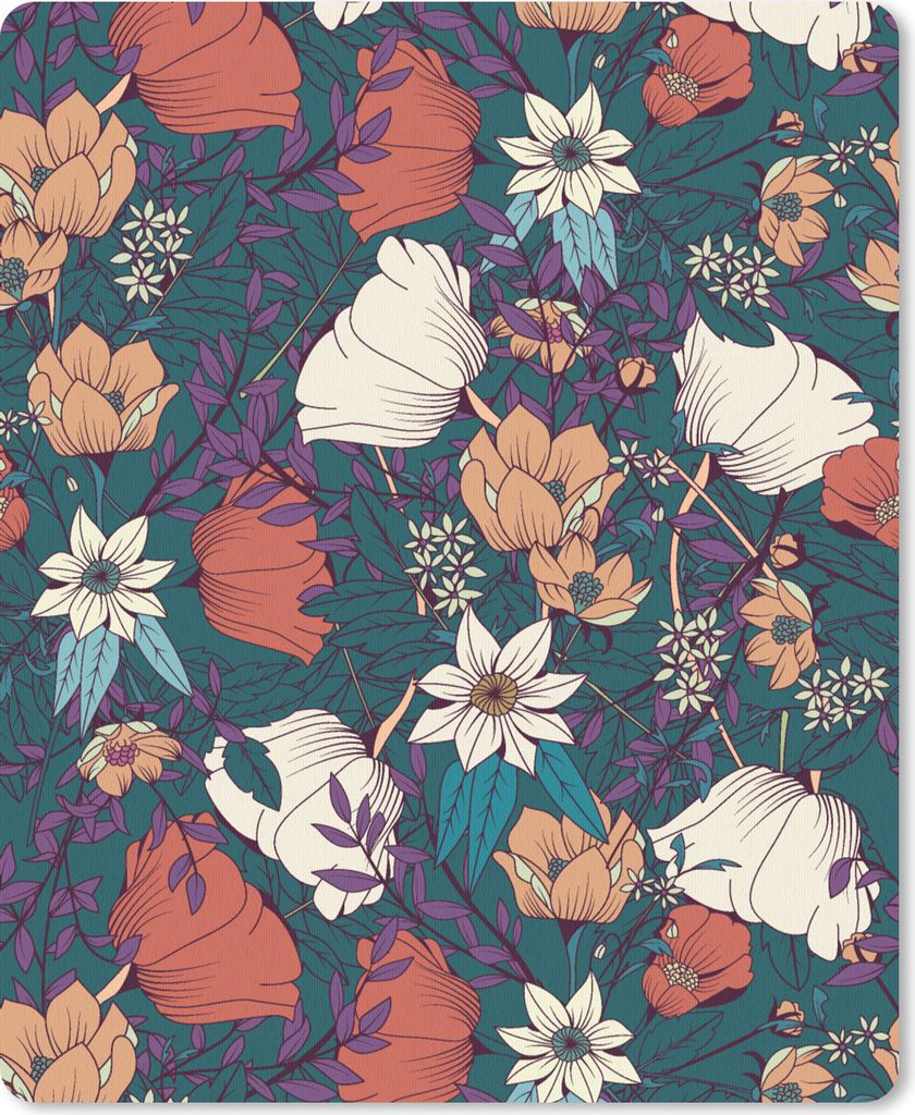 MuchoWow Mauspad Mousepad Botanisch - Vintage - Blumen 19x23 cm - Mousepads - Maus Mat - Pad - Mausunterlage - Mauspads - Spielen