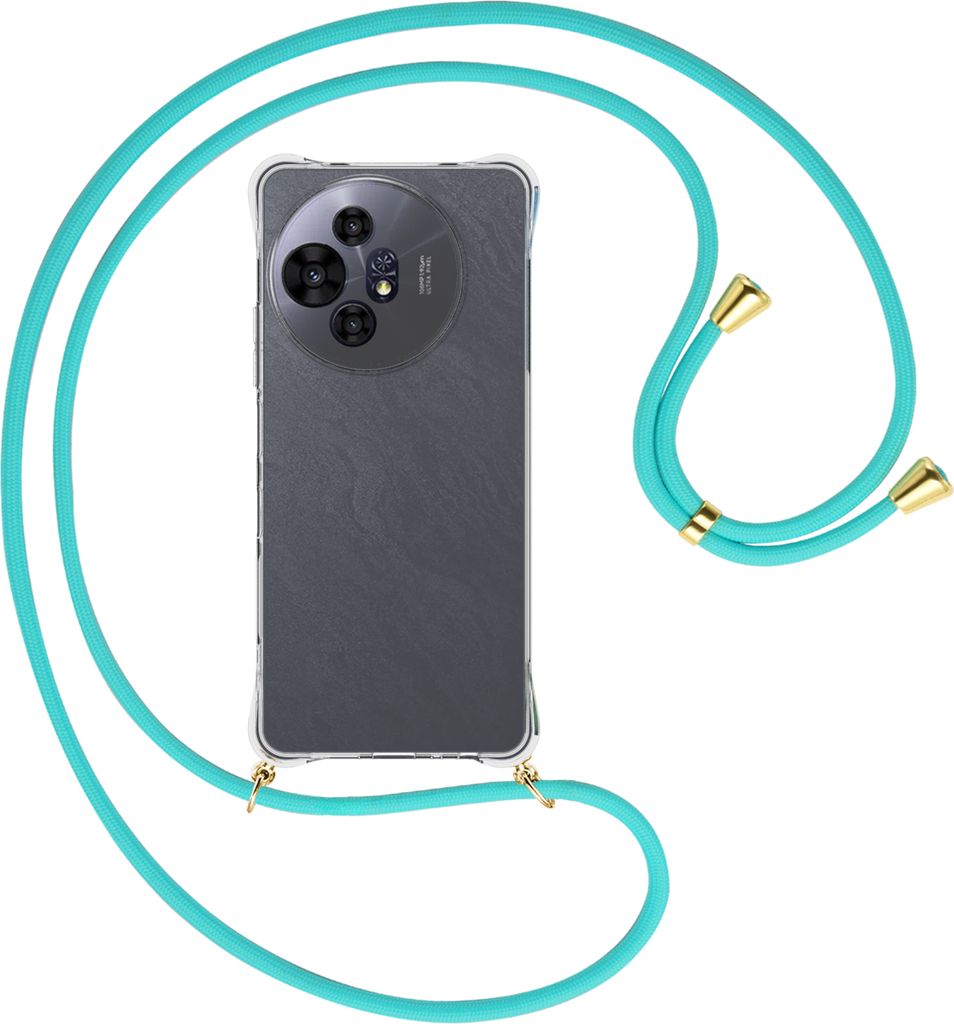 Handykette Backcover-Schutzhülle mit Band (Metall goldfarben) für TCL 50 NxtPaper 5G/TCL 50 Pro NxtPaper 5G - türkis