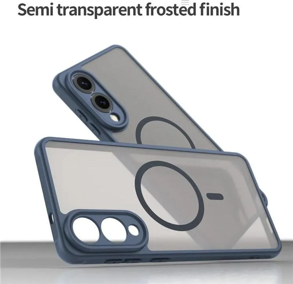 Custodia MagSafe per Samsung Galaxy S25 Edge - Cover posteriore Phonesta AirFrost Semi-Trasparente - Blu opaco - 4