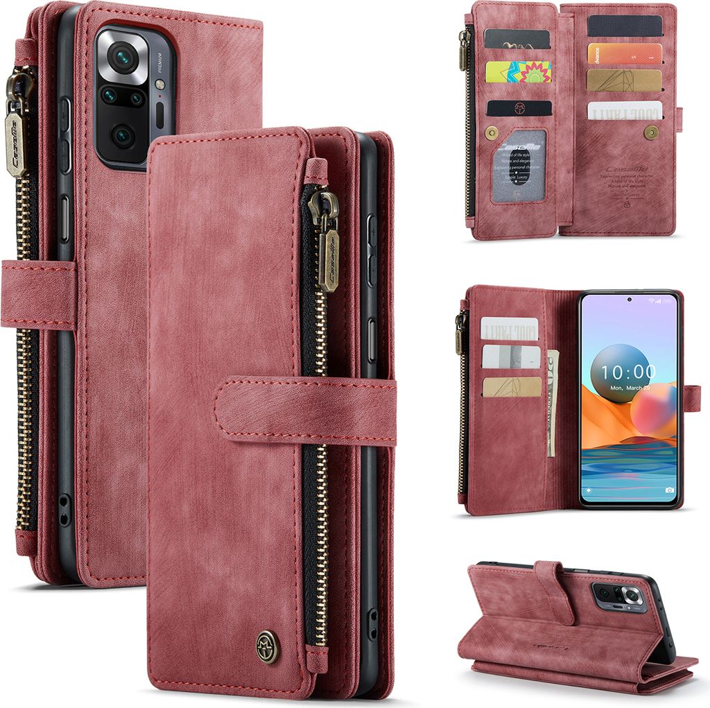 Redmi Note 10 Pro/Note 10 Pro Max Handyhülle, Reißverschluss Hülle Kunstleder Klapphülle Magnetverschluss Kartenfach Standfunktion Geldbörse S...