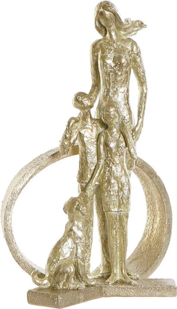 Figurine Famille en Résine Dorée : Décoration Moderne de Grande Taille
