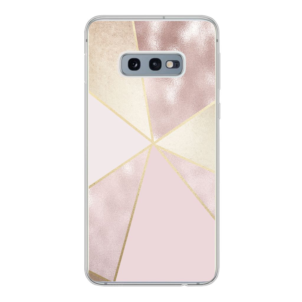MuchoWow Handyhülle Schutzhülle Hülle für Samsung Galaxy S10e Marmor - Rosa - Gold - Schick Silikon Softcase Handy Hülle - Handy