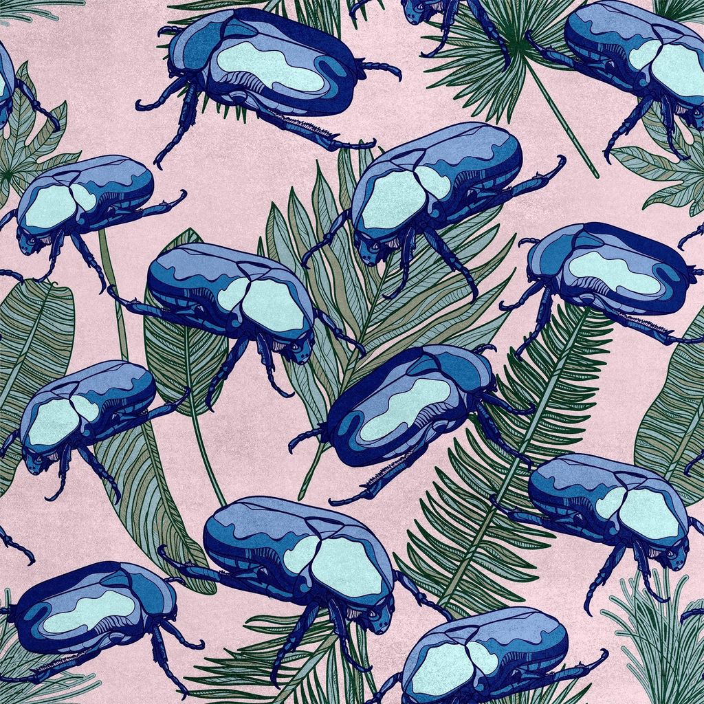 Royal Samt Stoff Polyester Zum Nähen - Motiv Käfer