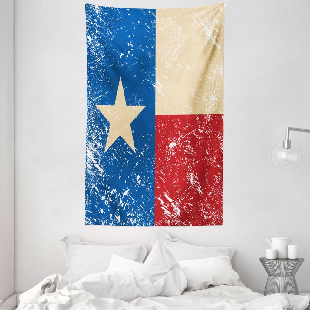 ABAKUHAUS Texas Star Wandteppich und Tagesdecke, Unabhängigkeit aus Weiches Mikrofaser Stoff Waschbar ohne Verblassen Digitaldruck, 140 x 230 cm, ...