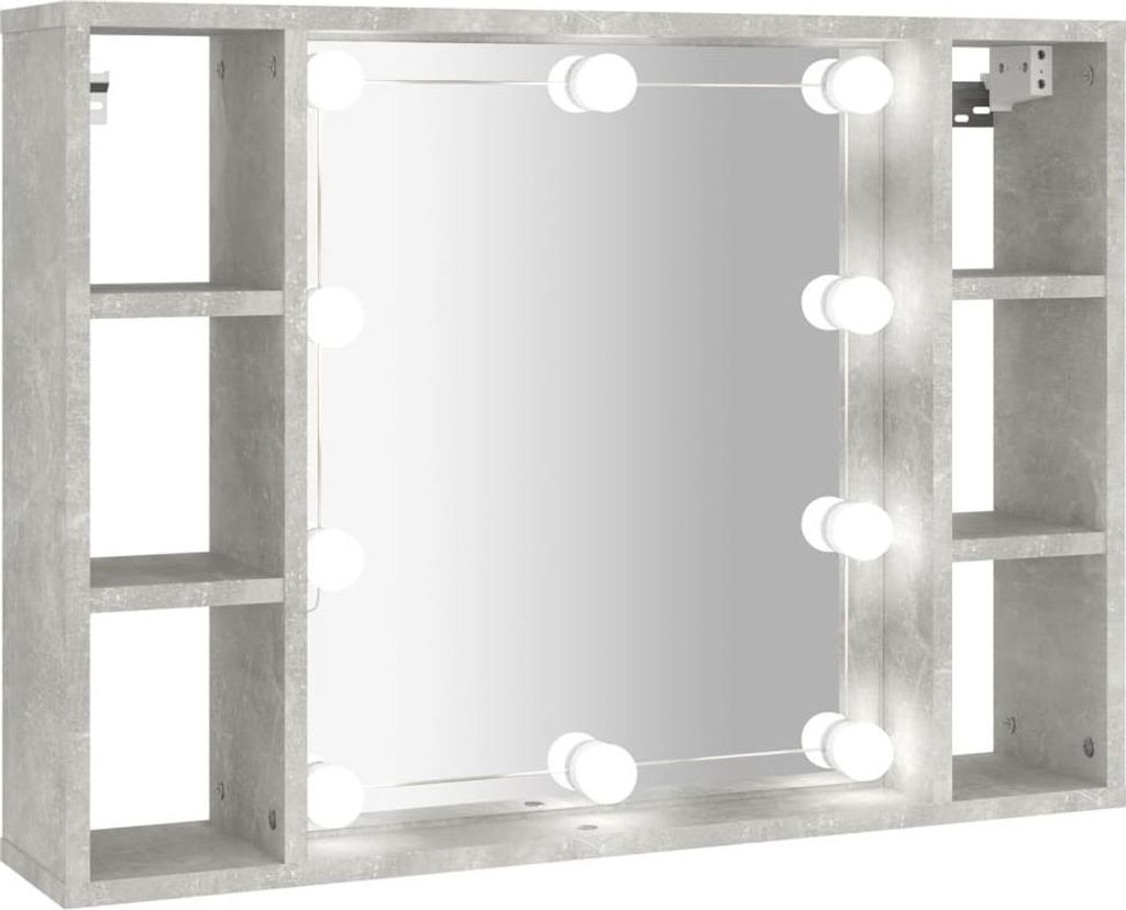 vidaXL Zrkadlová skrinka s LED betónom sivá 76x15x55 cm Obrázok produktu 