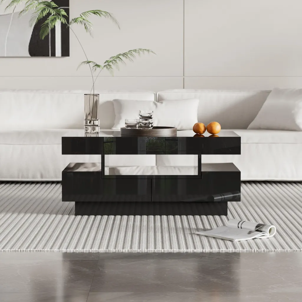 Table basse moderne pour salon avec LED et rangements spacieux - 10