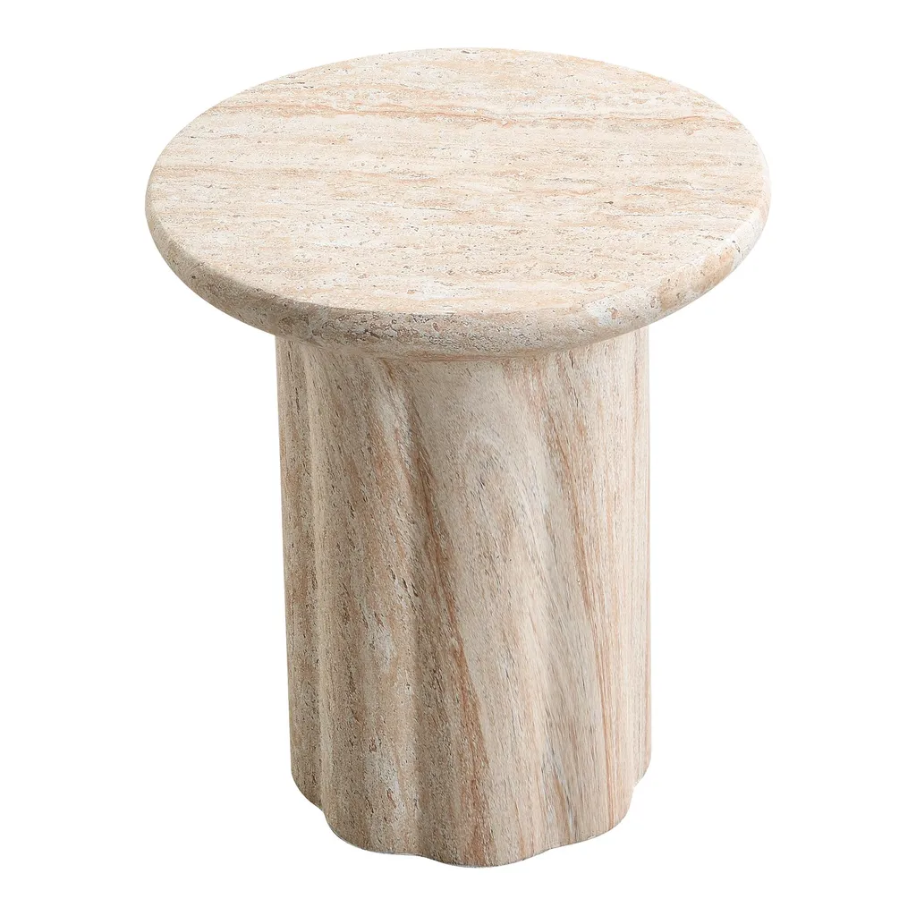 Table de balcon ronde pour petit espace - Support d'appoint beige 46cm - 11