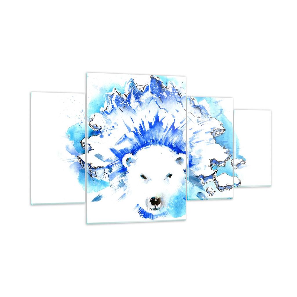 Bilder auf glas - Bär Eis Winter Arktis - 160x90cm - Glasbilder - Wandbilder - Kunstdruck - zum Aufhängen bereit - Wanddekoration aus Glas - Glas...