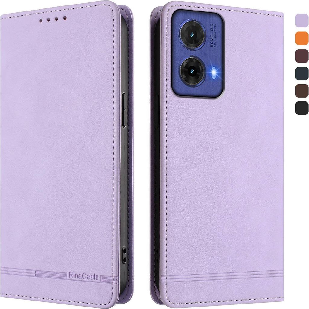 Hülle für Motorola Edge 50 Fusion/Moto G85, Retro Kunstleder Ständer Klapphülle mit Kartenfächer und Magnetische Violett