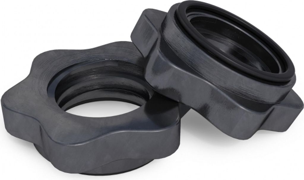 GORILLA SPORTS Sternverschlüsse - Paar, für Hantelstangen 30 mm, aus Chrom mit Gummiring, Schwarz/Silber - Schraubverschluss, Hantelverschluss