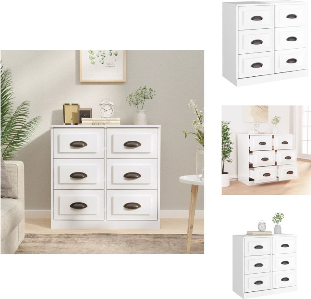 vidaXL Sideboard Hochglanz-Weiß 70x35,5x67,5 cm Produktbild 