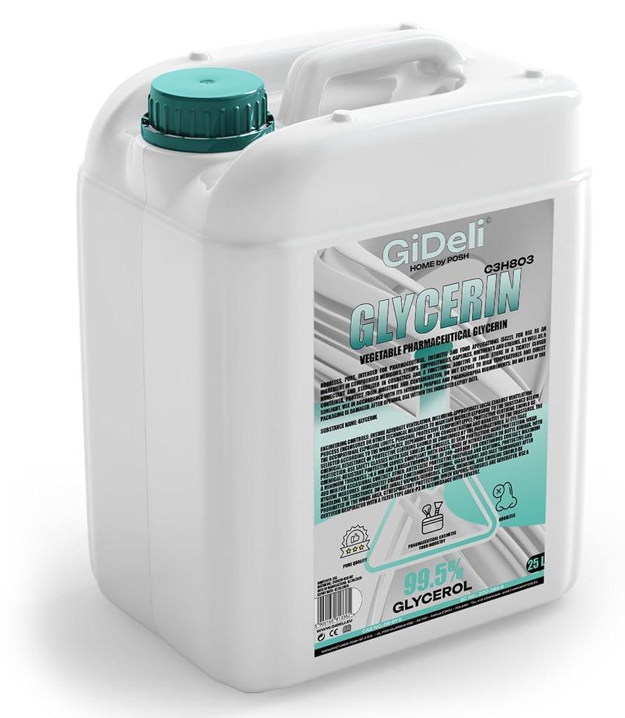 Glycerin VG 25L 99,5% Pharmaqualität E422 pflanzlich Kosmetik Haushalt GiDeli