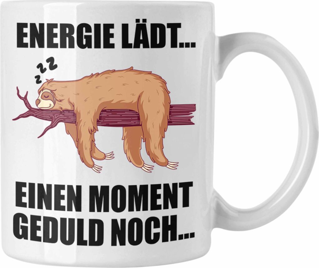 Trendation - Faultier Tasse mit Spruch Geschenk Arbeitskollege Kollege Kaffeetasse Frauen Männer (Weiß)