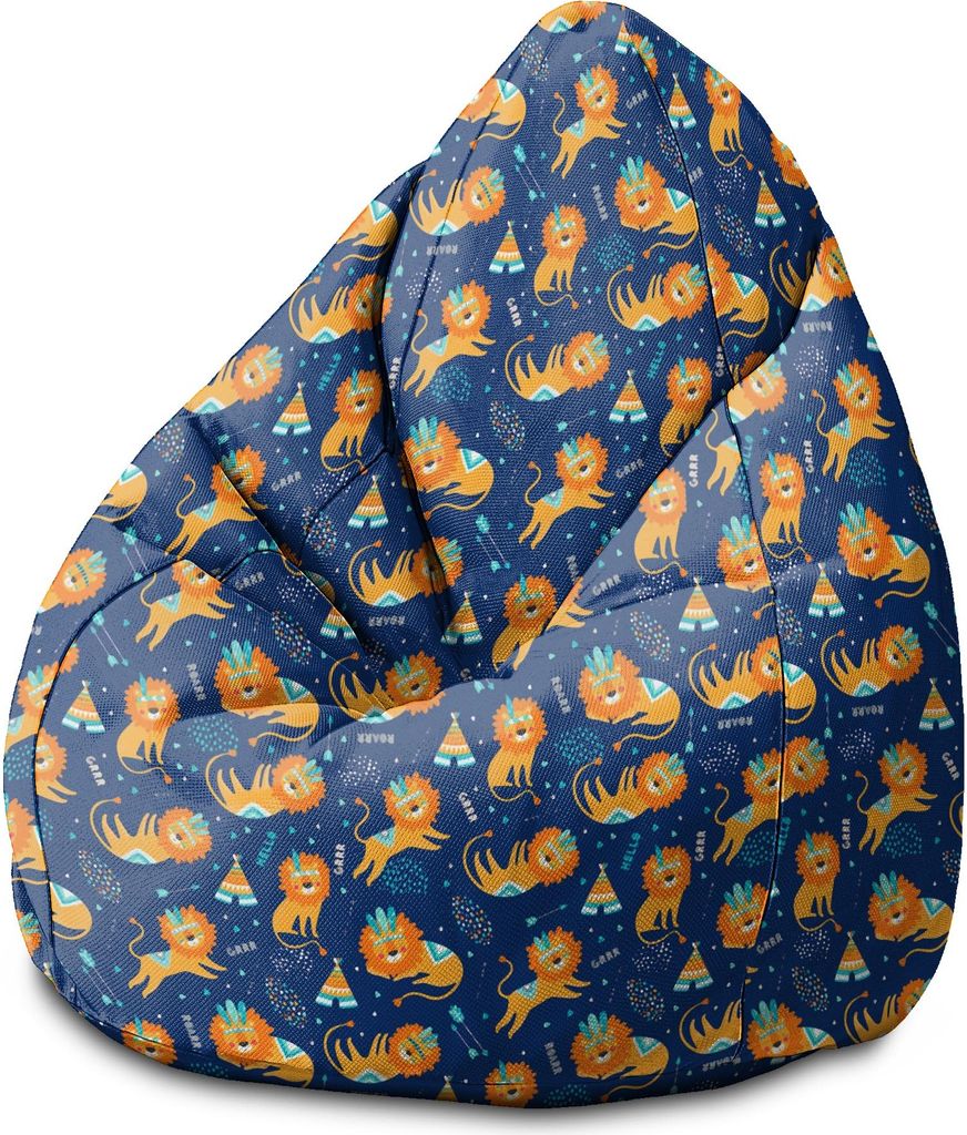 Dreamroots Bean Bag Sitzsack Kinder mit füllung, Bodenkissen Kinder Sitzsack, Sitzsack Kinderzimmer 70x70x105 cm,, Sitzkissen Boden Kinder, Lions ...