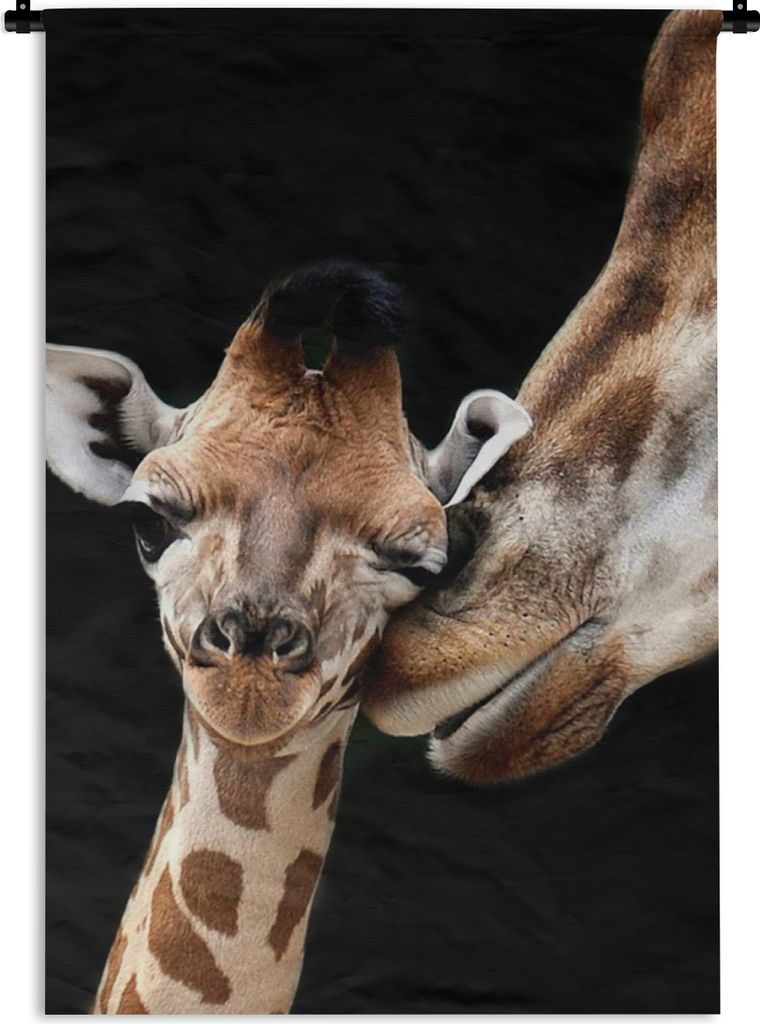 MuchoWow Wandteppich Wandbehang Giraffe - Tiere - Schwarz - Porträt - Tiere 60x90 cm Tapisserie Dekoration Wandtuch - Foto-Teppich - Abwaschbar