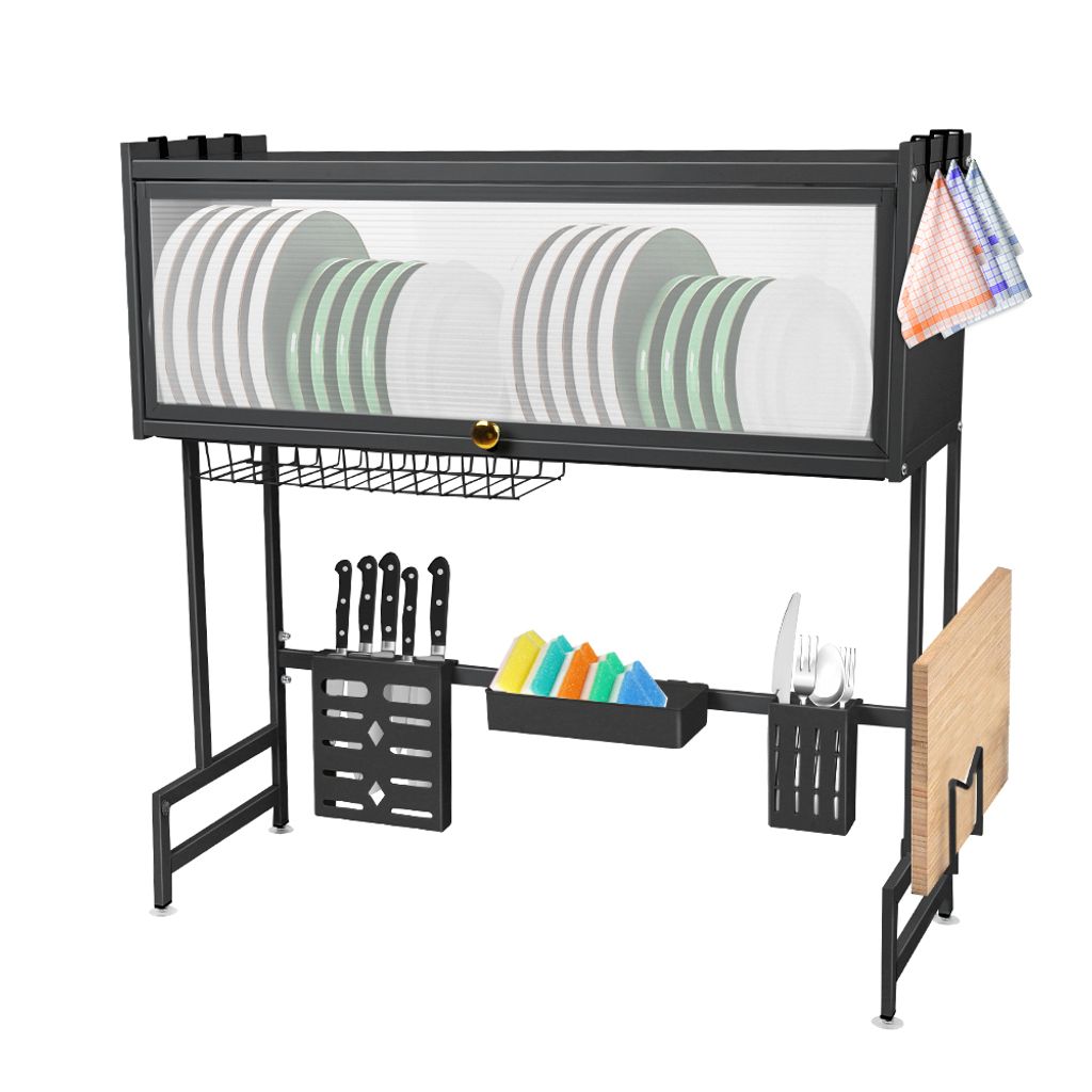 Abtropfgestell Über der Spüle,platzsparender Küchen-Organizer aus Metall,Geschirrständer Dish Drying Rack für Schüsseln,Teller und Löffel,75...