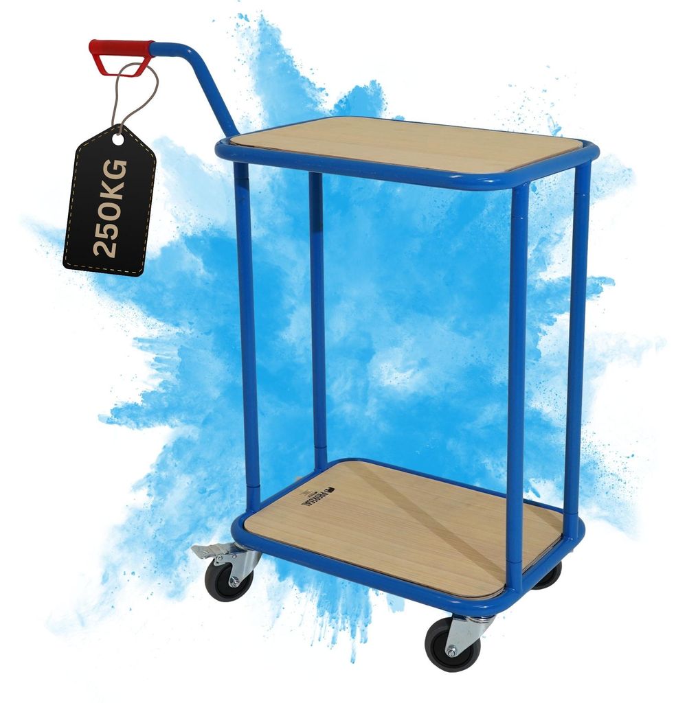 Profi Griffroller 2 Ladeflächen | HxBxT 102x50x60 cm | Traglast 250kg | Vollgummibereifung, 2x Lenkrollen mit Feststellbremse & 2x Bockrollen | Li...