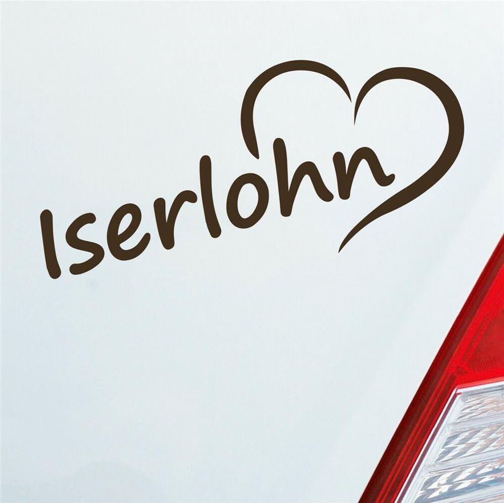 Auto Aufkleber Iserlohn Herz Stadt City Liebe Love Heimat 18x8 cm Braun Sticker Heckscheibenaufkleber